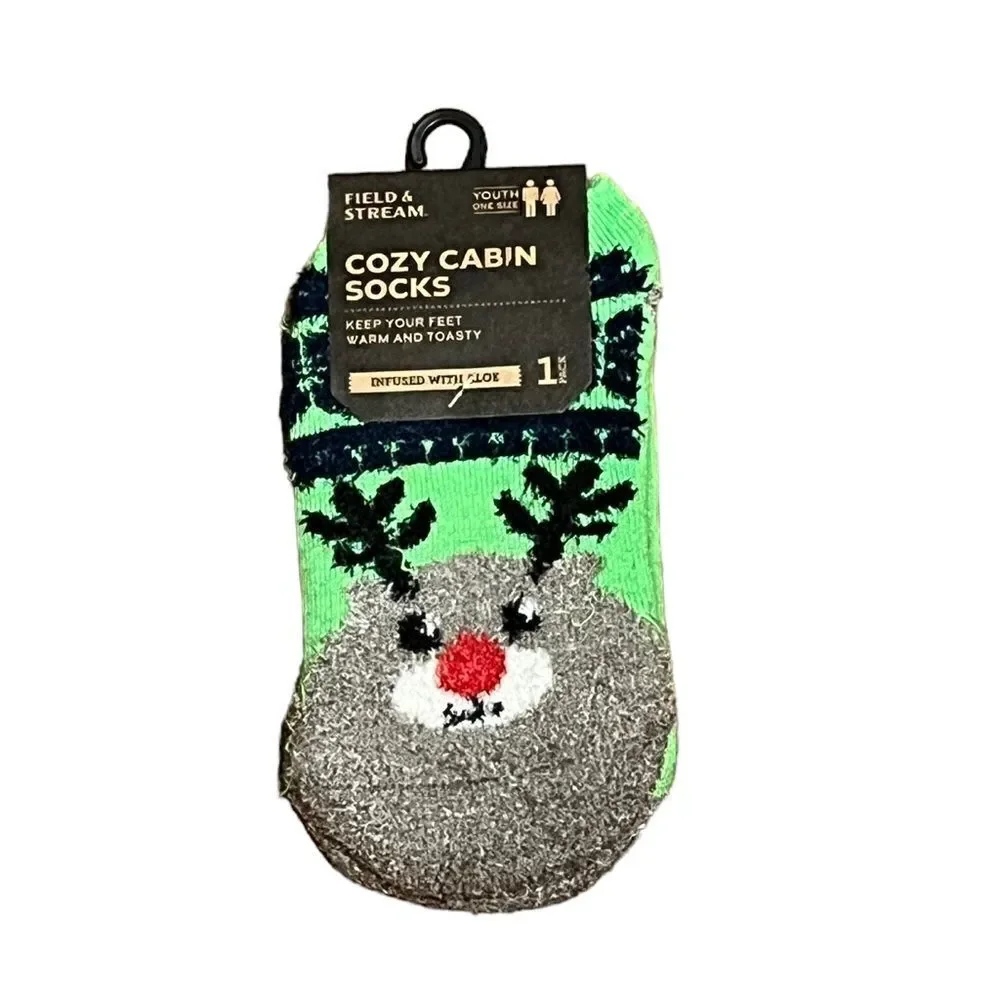 Field & Stream Cozy Cabin Rudolph Youth Socks, NWT‎